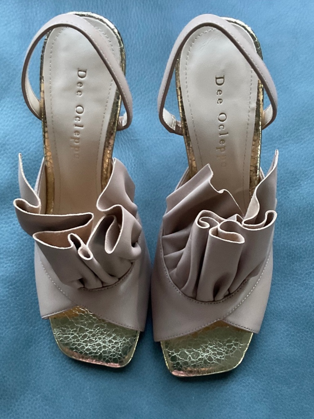 Dee Ocleppo "Flutter" Heeled Slingback Leather Sandal Heels